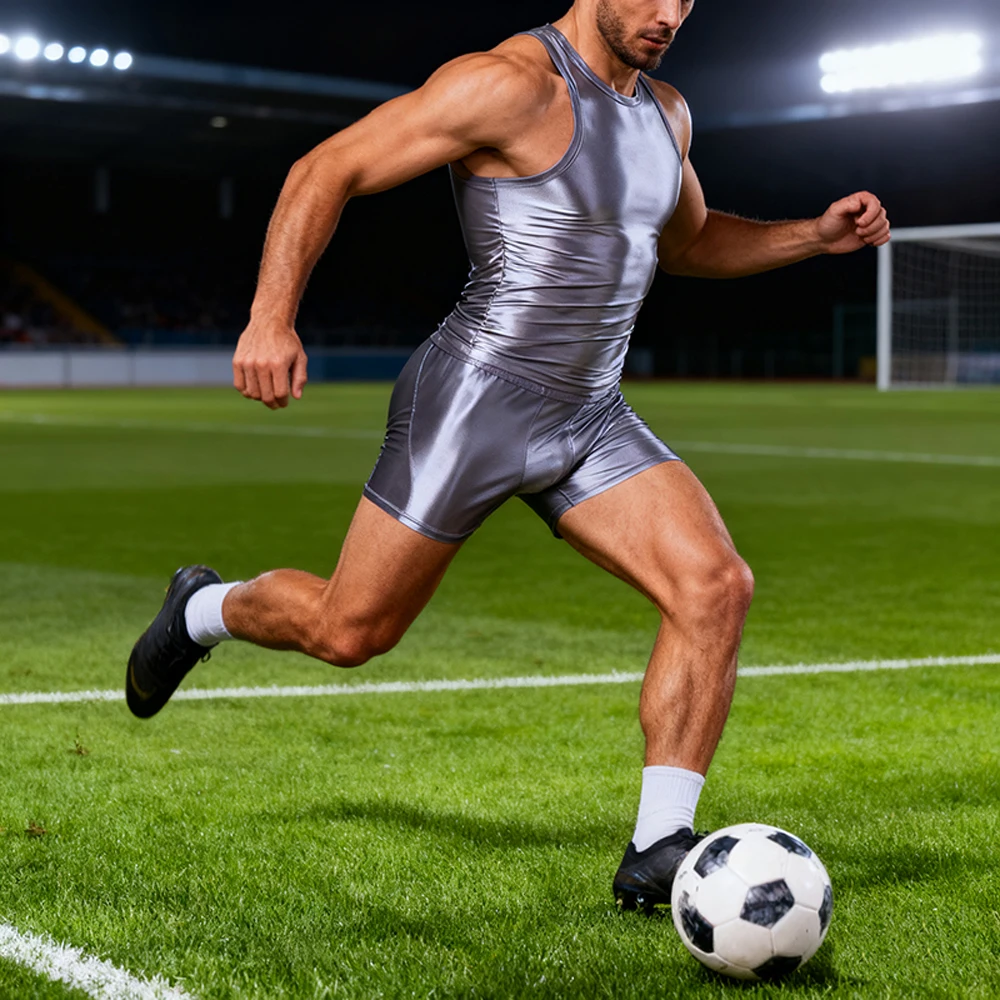 الرجال حريري لامع لامعة رياضية عادية رياضة الجري رقيقة السلس أكتيفيوير مجموعات تنفس التجفيف السريع تانك القمم السراويل مجموعات #4