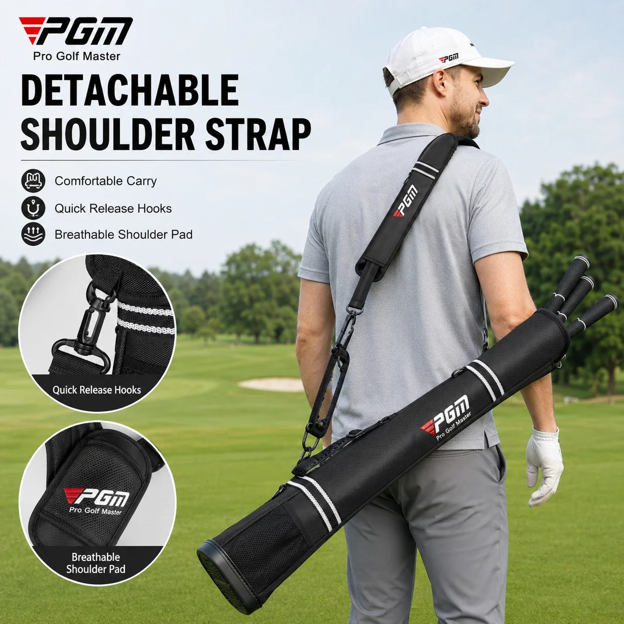 PGM Portable Golf Club Carry Bag Lightweight Sunday Pencil Case Training Bag Holds 5 Clubs Shoulder Strap