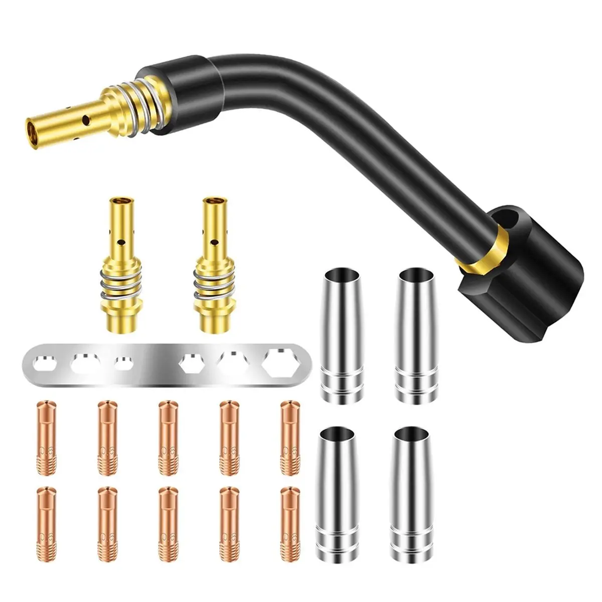 18Pcs for MB-15AK MIG/ Welding Torch Kit 0.03-Inch M6 Contact Tip Nozzle Diffuser Neck for DIY Welding Tools Parts