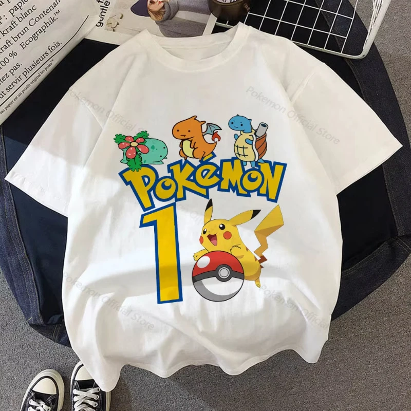 MINISO Pokémon Anime périphérique Pikachu imprimé T-shirt à manches courtes hommes et femmes été Harajuku ample haut décontracté T-shirt