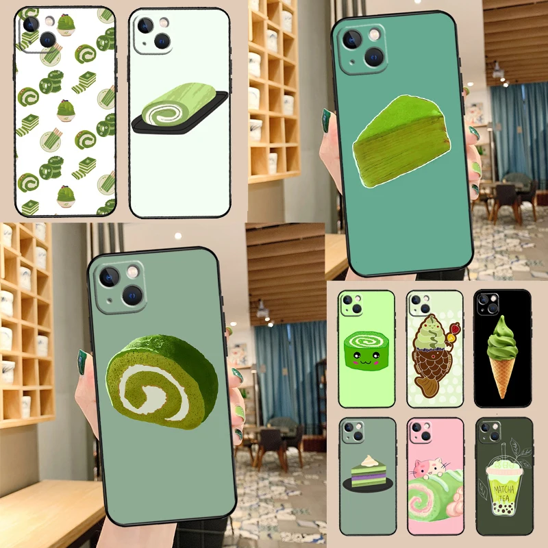 Matcha Cake Phone Case For iPhone 11 12 13 14 15 16 Pro Max mini Back Cover For iPhone XR X XS Max Plus