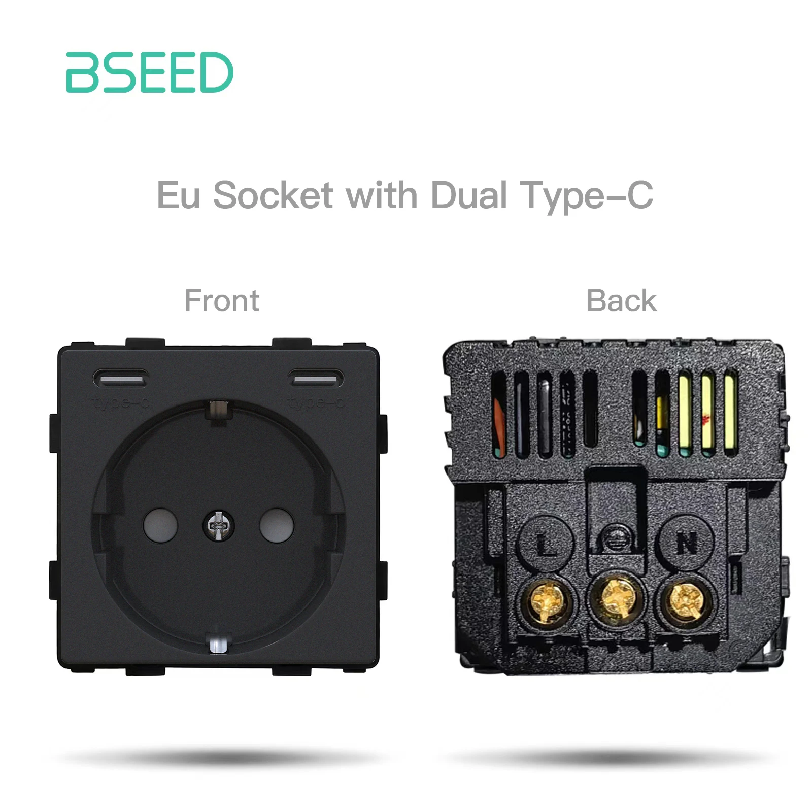 Bseed eu standard wand steckdose usb steckdose ohne glasscheibe diy funktions teile typ-c lade anschluss teil 110-250v 16a