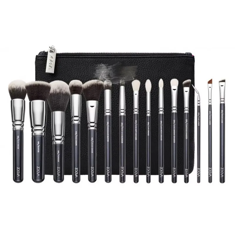 15 Brown/Black Brushes Loose Powder Blusher Eye Shadow Eyebrow High Gloss Makeup Brush