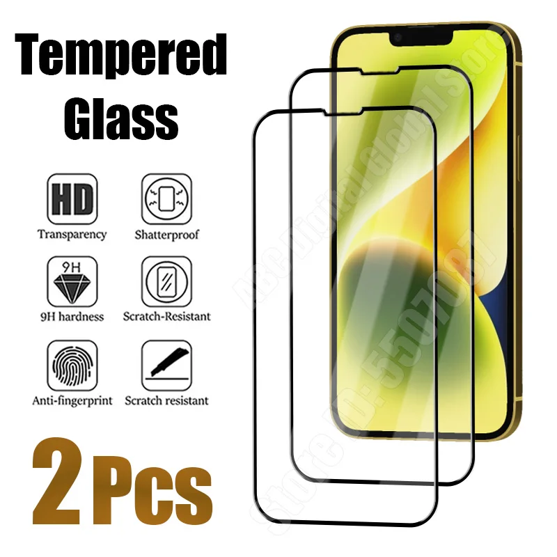 2PCS Screen Protector for iPhone 16 15 14 13 12 11 Pro Max Mini Tempered Glass for iPhone 7 8 6S 6 Plus X XR XS Max SE 2020 2022