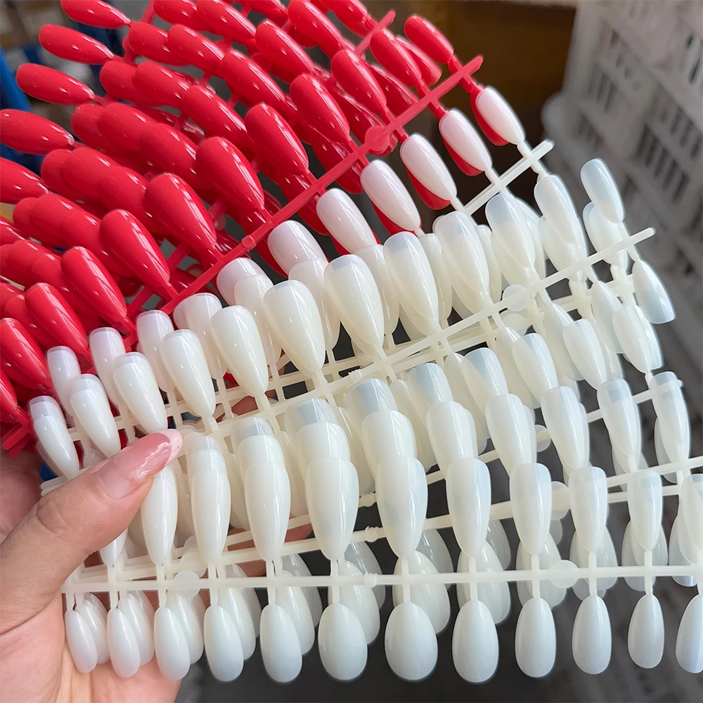 

120Pcs Red White Short Almond Press On Nails Acrylic Soft Gel Fake Nails Christmas Glossy Full Cover Reusable False Nail Tips*^%