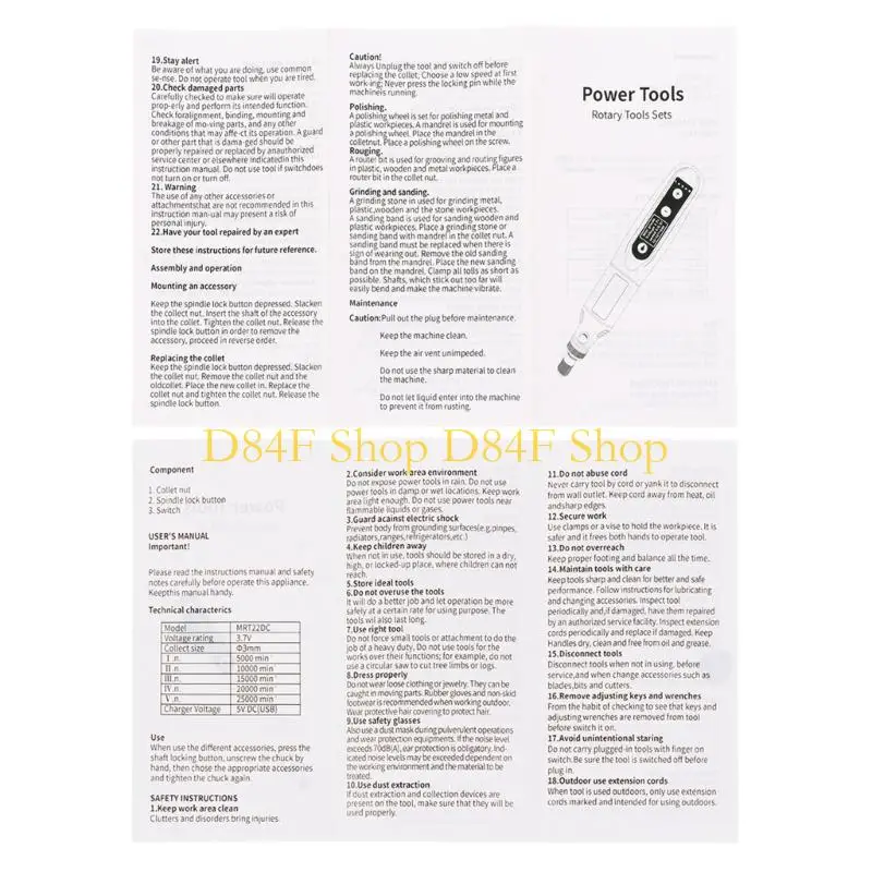 D84F 1 Set Electric Drill Machine Manicure Milling Cutter Grinder Grooming Kits Polish Remover 5 Speeds 24PCS