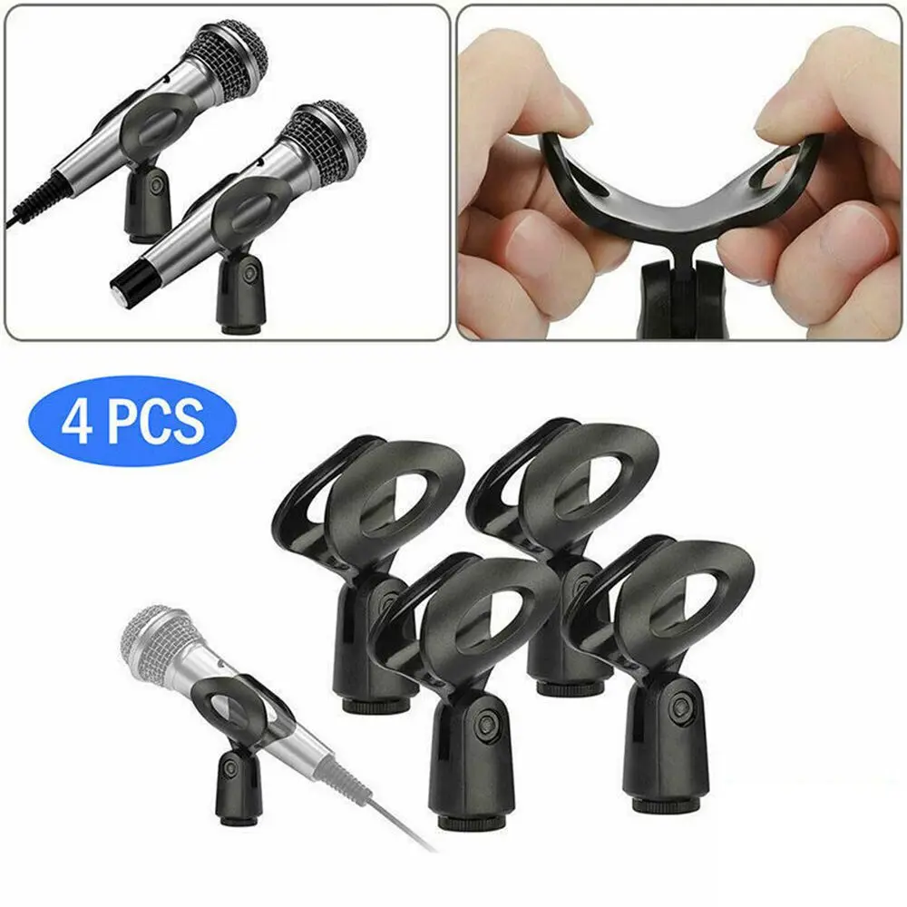 4 Pack Plastic Wired Wireless Universal Microphone Mount Holder Mic Stand Mic Clip