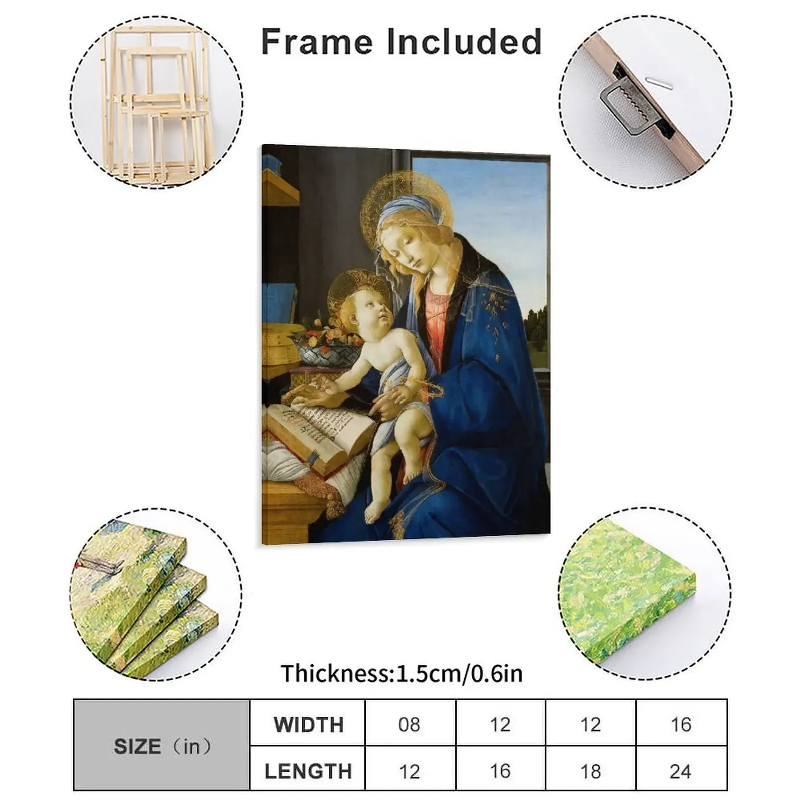 The Virgin And Child Canvas Painting PaintingCustom Club Garage Wall Pub Framed Wall Paintings