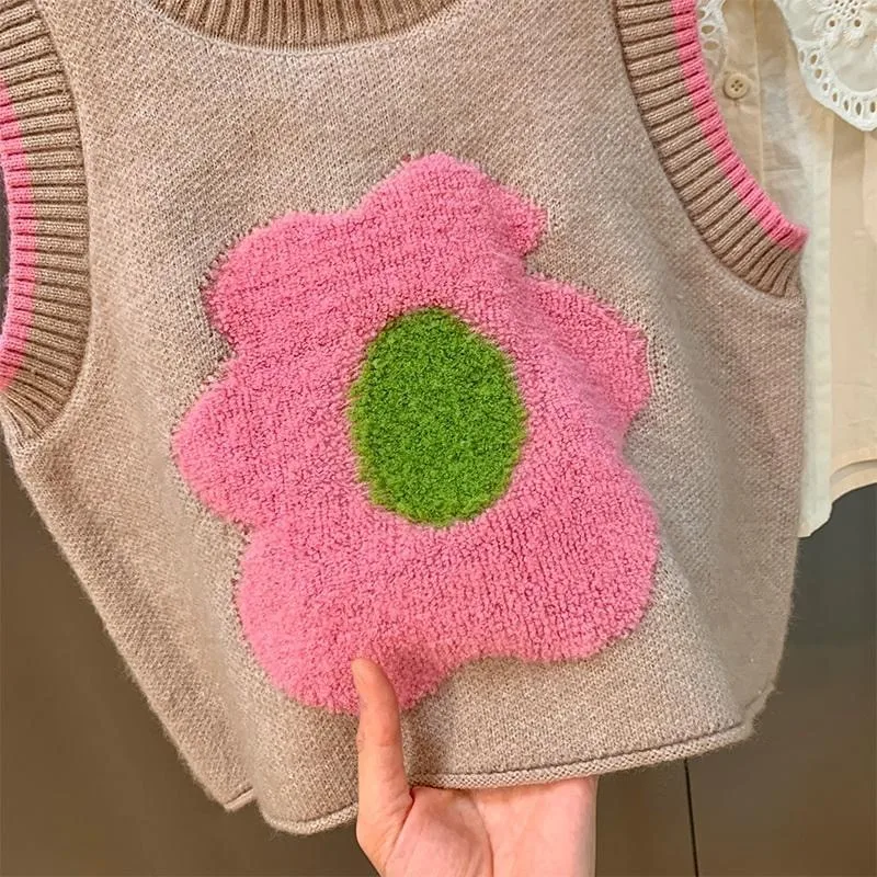 Fashion Baby Boy Girl Boy Flower Sweater Vest Infant Toddler Child Knit Waistcoat Sleeveless Spring Autumn Baby Clothes 1-10Y