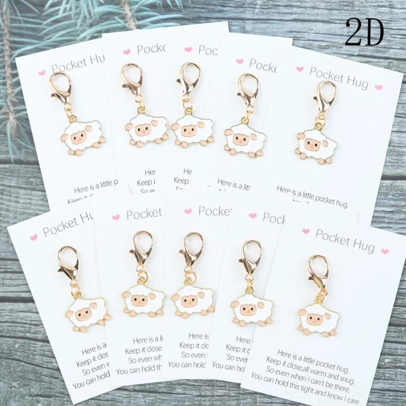 Porte-clés mignon en forme de mini agneau avec carte d'encouragement, 5/10 pièces, le cadeau idéal pour votre famille et vos amis, pochette décorative en forme d'agneau.