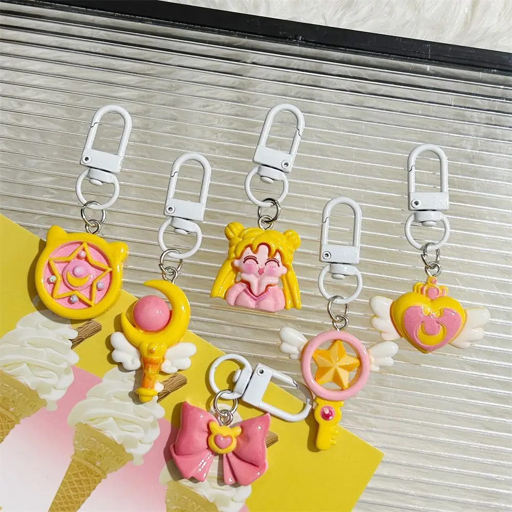 Kawaii Sailor Moon Pendant Anime Cartoon Magic Wand Girl Heart School Bag Keychain Accessory Cute Sweet Girlfriend Birthday Gift