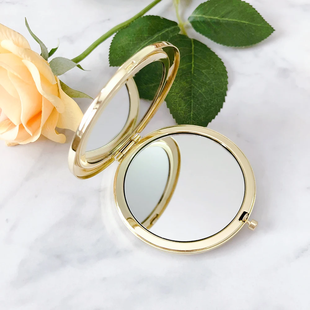Wedding Souvenirs for Guests Wedding Party Favors Custom Pocket Mirrors Personalized Golden Compact Mirrors Wedding Guest Gifts