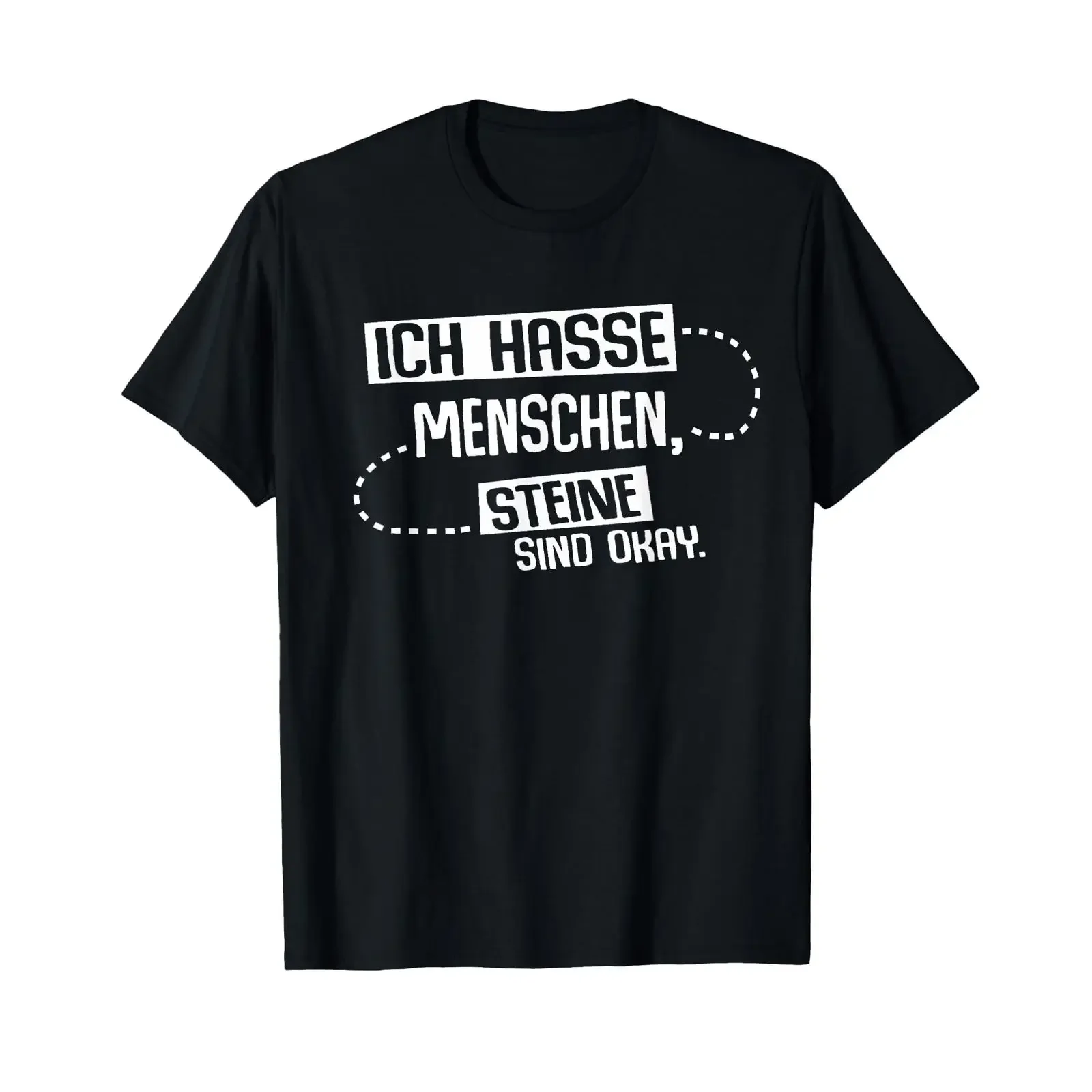 Sarcastic Funny Saying quot Ich hasse Menschen Steine sind ok T Shirt black s vintage Washed fashion streetwear Slightly