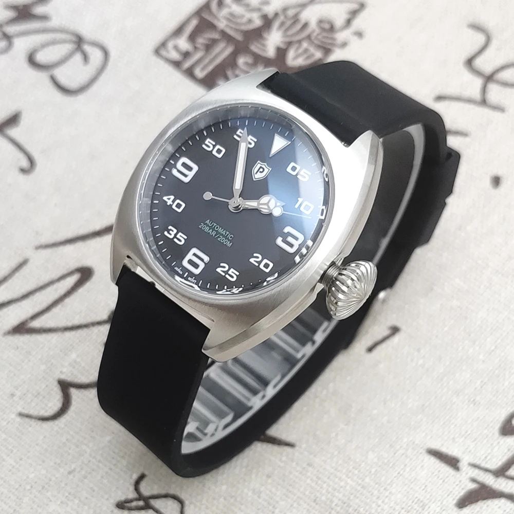 

Механические мужские часы 36 мм в стиле ретро с цифровыми часовыми маркерами, водостойкие автоматические наручные часы с датой и сапфировым стеклом NH35