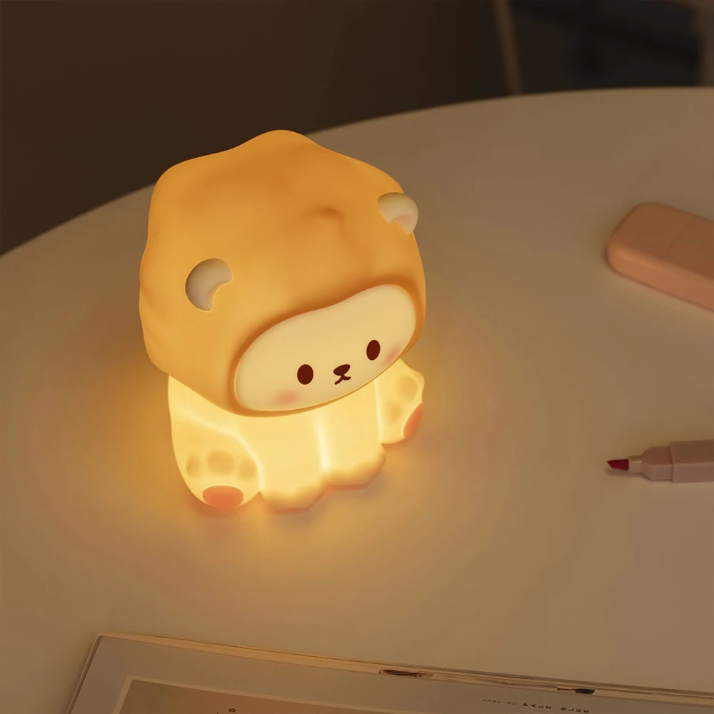 Soft Silicone Night Lamp Lion Cartoon Animal Charging Light Lovely Birthday Gift Warm Gentle Companionship Pat Control