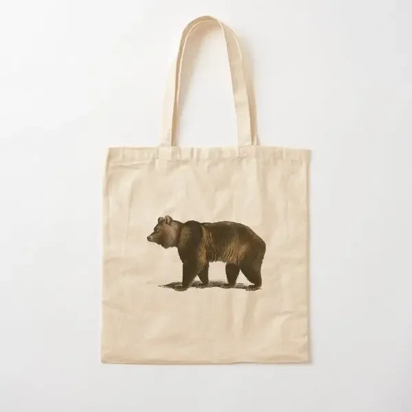 

Хлопковая холщовая сумка Naturalist Bear, складная сумка-тоут, продуктовая ткань, сумка на плечо, сумка-шоппер, женская многоразовая сумка с принтом