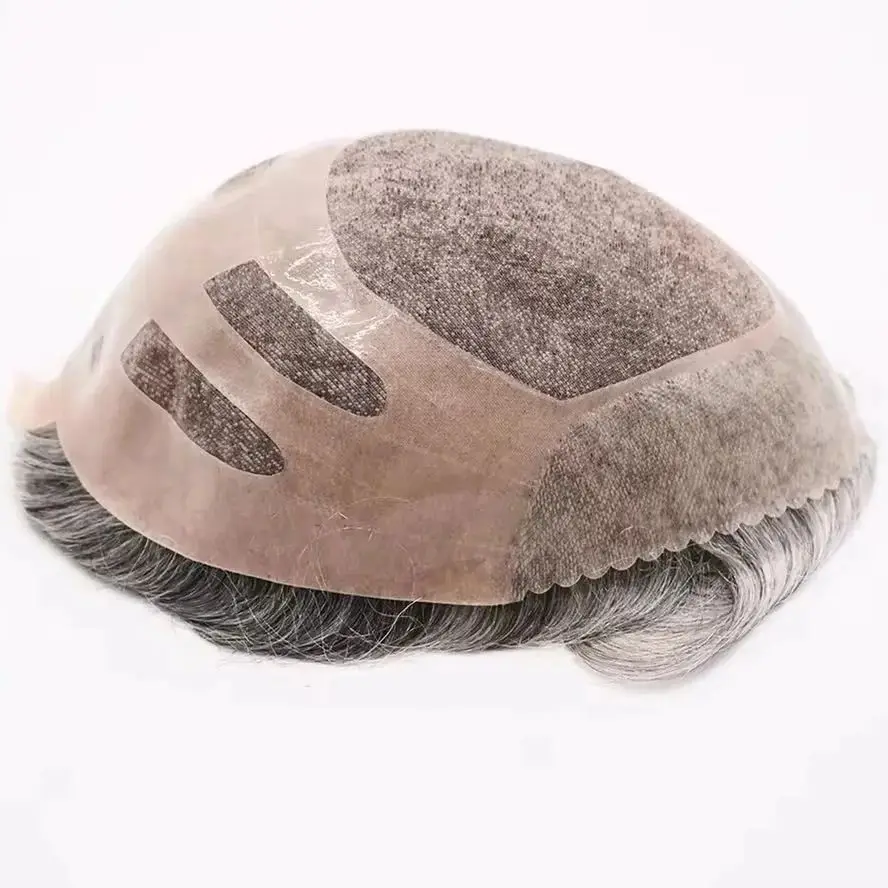 قميص Bond-Toupee Fine Mono مع قاعدة PU # 1ب10 # 1b30 شعر مستعار خلفي للرجال أنظمة شعر بشري طبيعي للرجال