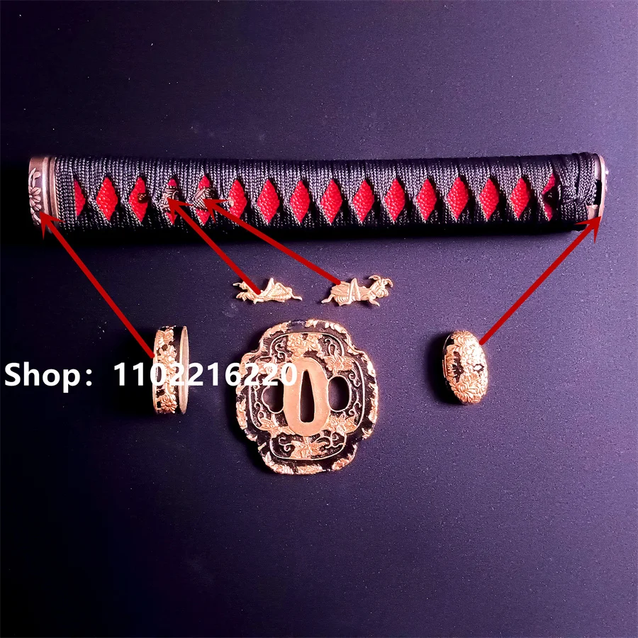 

Exquisite Handle Tsuka Hilt Brass Handguard Tsuba Guard Fuchi Katana Samurai Sword Fittings Parts New Very Good