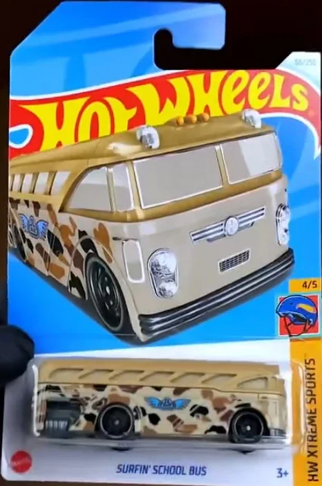 Hot Wheels 1/64 SURFIN' SCHOOL BUS seria kolekcja odlewanych ciśnieniowo modeli wózków ze stopu ozdoby prezenty