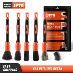 SPTA 5Pcs/Set Mixed Hair Car Detailing Detachable Head Brushes for Wheel Air Dashboard Outlet Auto Cleaning Accessories