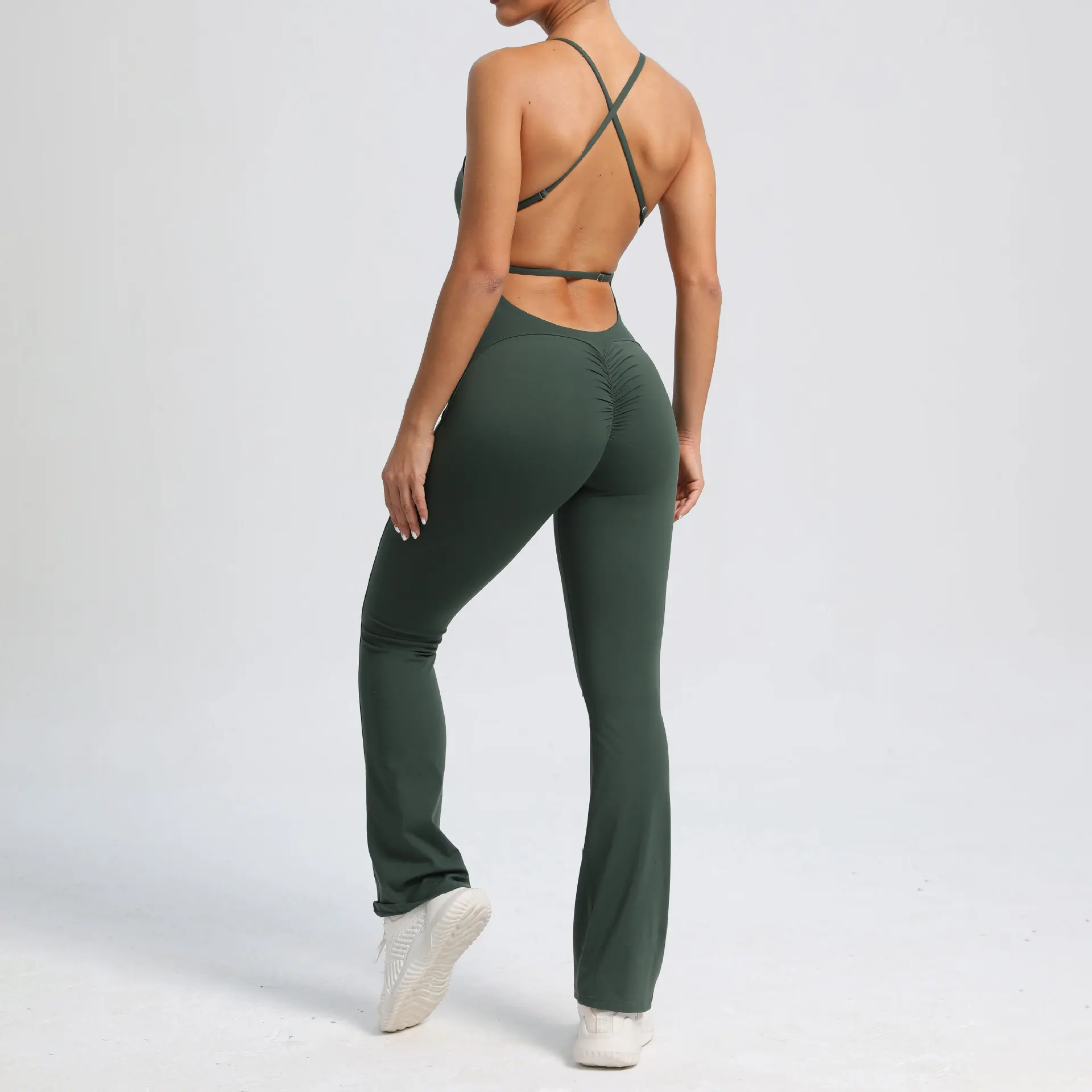 

Adjustable Strap Backless Sports Jumpsuit Yoga Legging Set Fitness Sexy One Piece Bodysuit Workout Clothing Gym Activewear Women