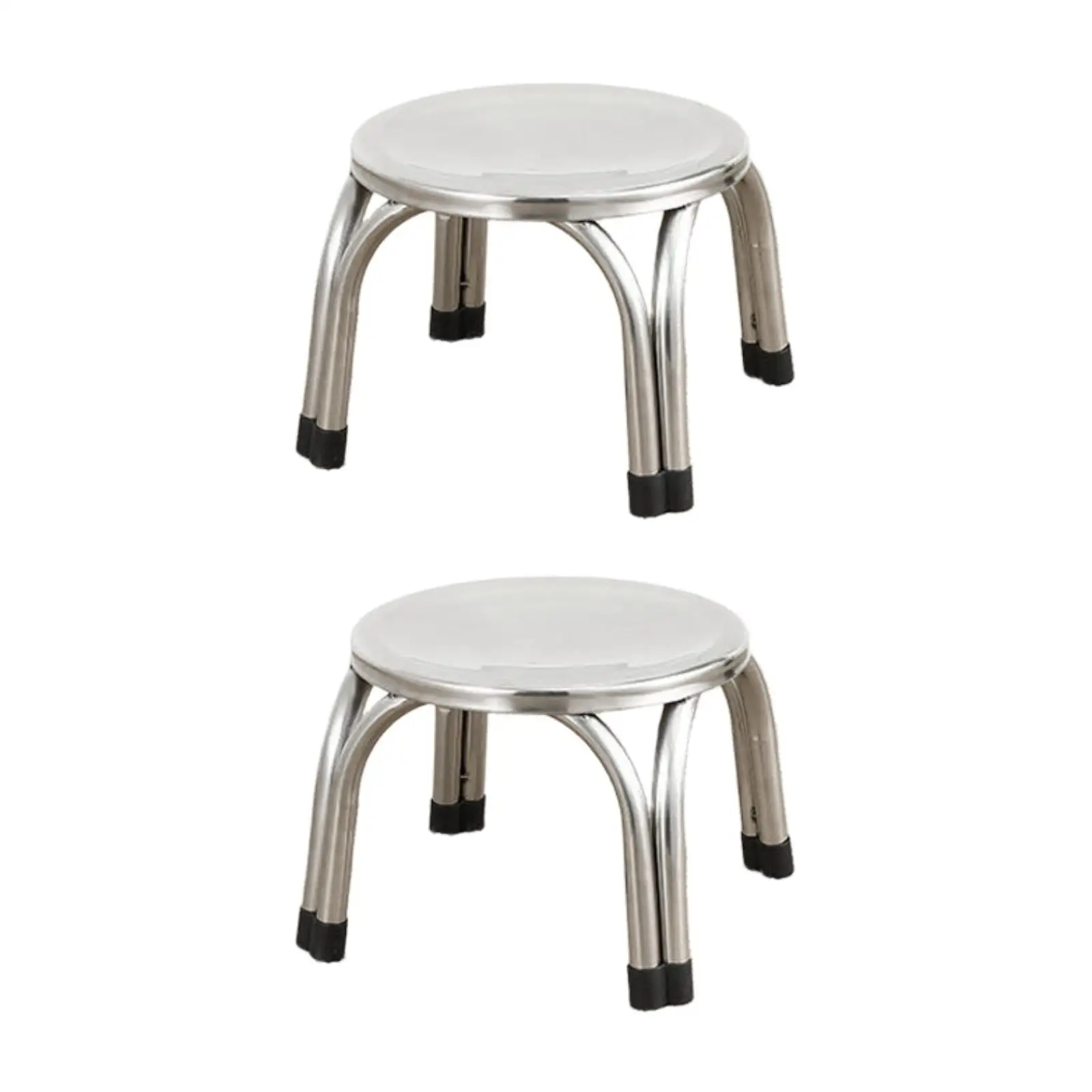 2Pcs Small Low Stools Anti Slip Compact Heavy Duty Stainless Steel for Bedroom Restaurant Apartment Drawing Room Decoration