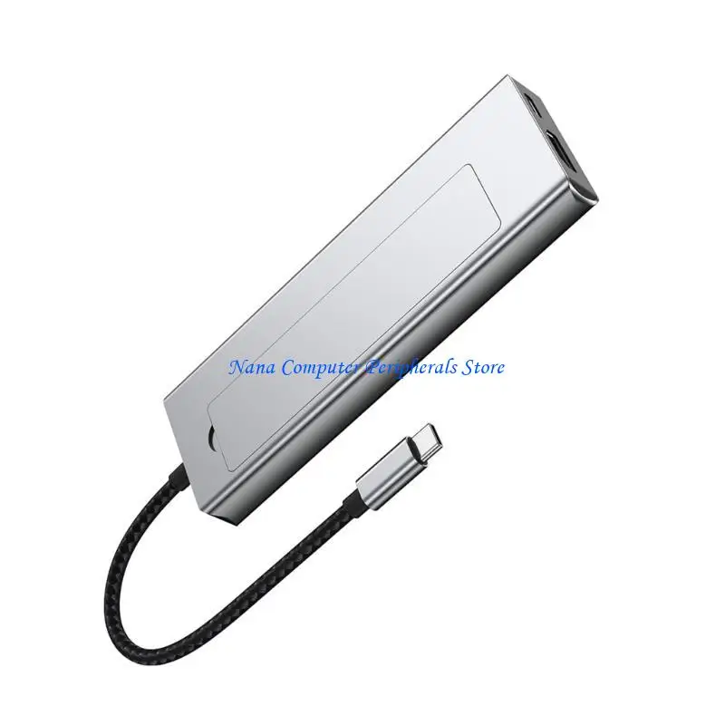 F68C Aluminum Multiport Hubs Featuring M.2 SSD Dock with 10Gbps USB 3.2 Fast Transfer Includes HDTV Ethernet Card Slot Plugs and