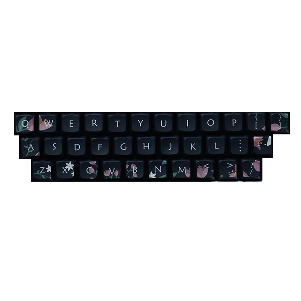 XDA PBT 꽃 Tulipa 키캡, 기계식 키보드, 블랙 핑크 키캡, Aula F87pro Crush80 Evo80 Gx87 Raven68, 127 키