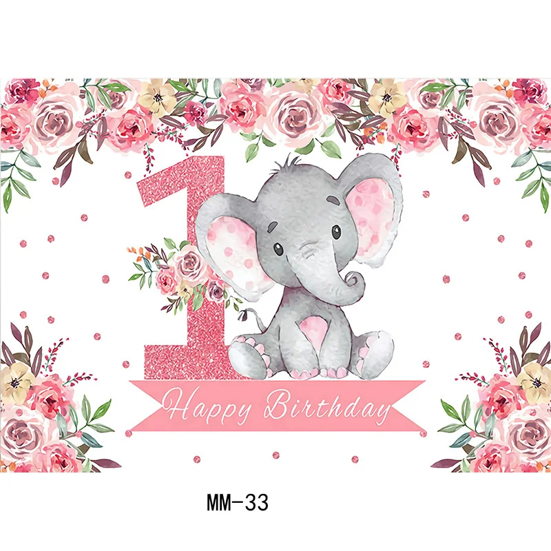 Happy Birthday Party Wild One Photography Backdrops Props Newborn Baby Animals Elephant Safari Photo Studio Background WP-34