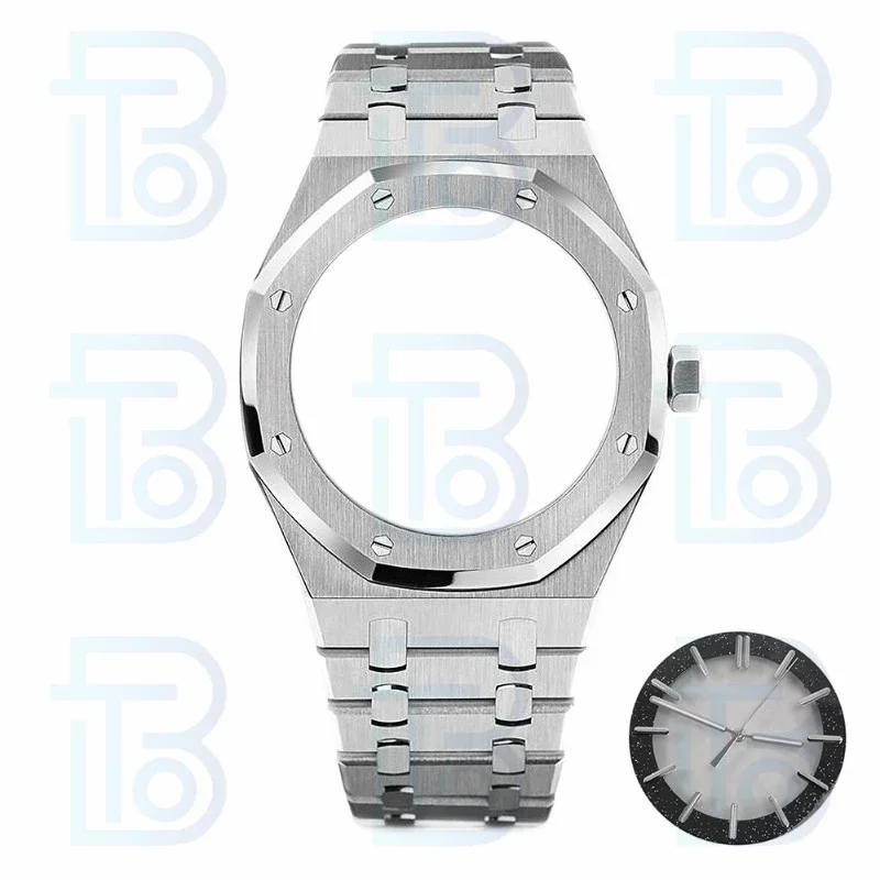 Imagem -03 - Ver Case Pulseira de Aço Mostrador de Vidro Safira Relógio Mãos Peças Ajustadas para ap Royal Oak Nh70 Movimento Clássico Faça Você Mesmo 41 mm