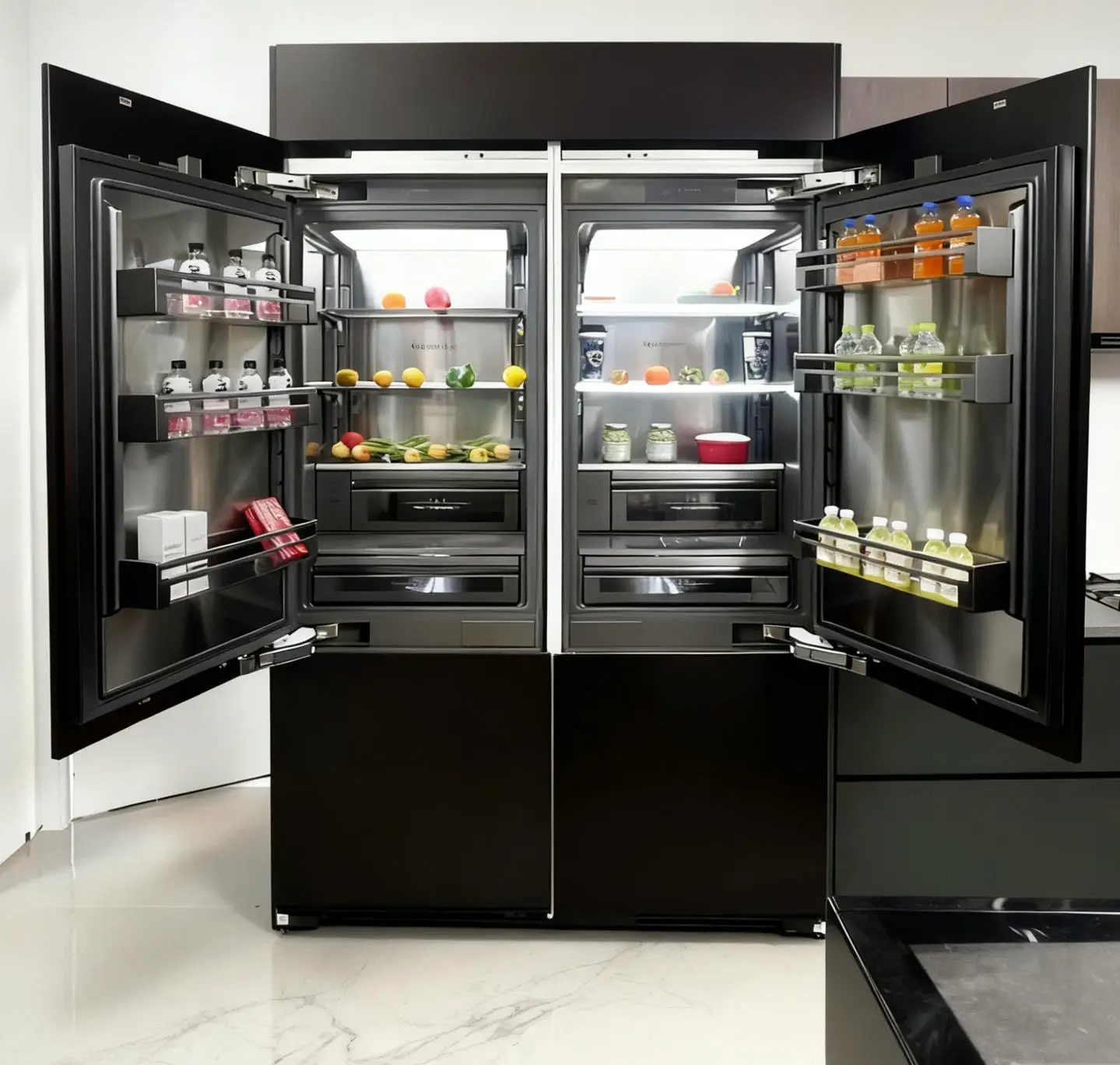 Panel Stainless Steel Frost-Free French-Door Fridge Bottom-Freezer Water Dispenser Ice Maker Energy Household American-style