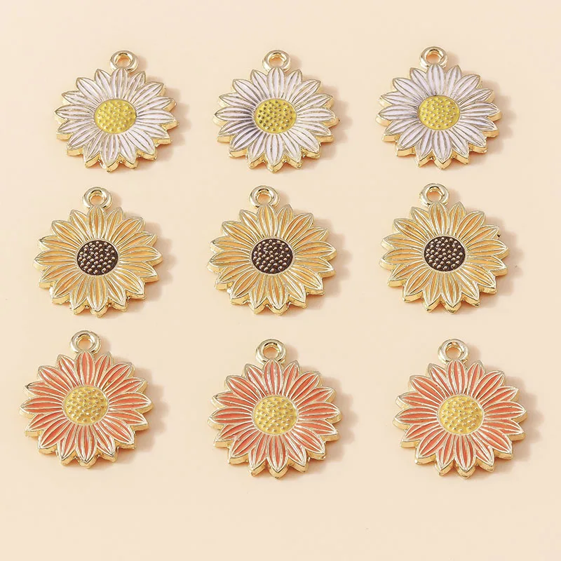 

Leslie 10pcs Enamel Kawaii Sunflower Charms for DIY Earring Necklace Daisy Flowers Pendants Handmade Jewelry Accessories