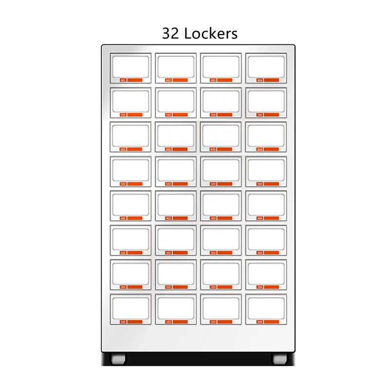 Haloo Vending Machine Supplier 32 Lockers on the Vending Machine 21.5inch Touch Screen on the Machine Coin Cash and Card Reader