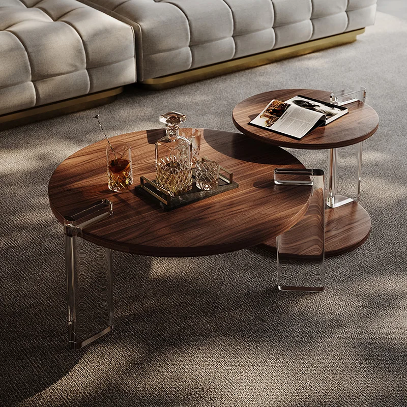 

Designer Living Room Coffee Table Modern Wood Acrylic Luxury Simple Coffee Table Unique Decoration Meubles Postmodern Furniture