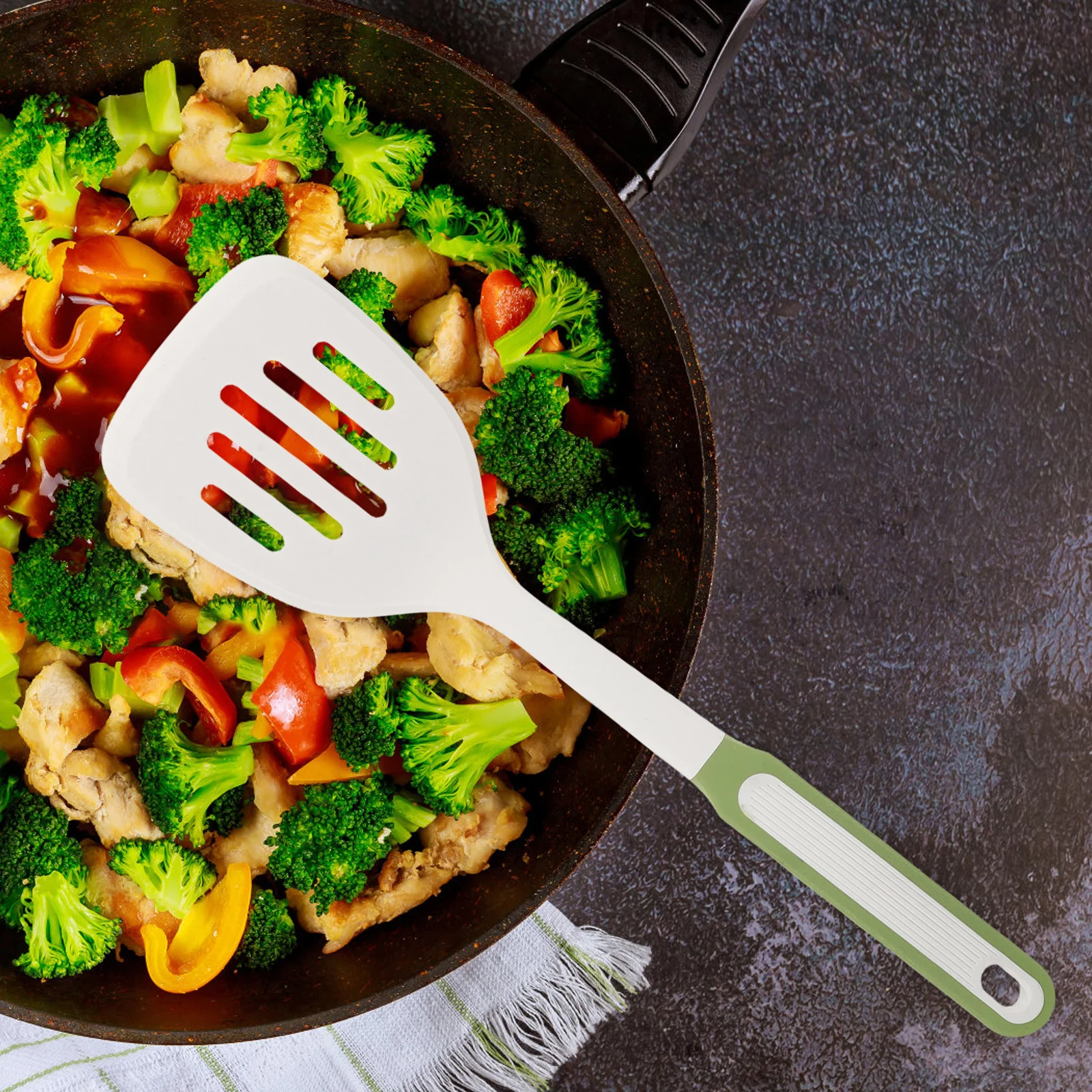 Espátula de silicona de calidad alimentaria, volteador de cocina Flexible resistente al calor, utensilio de cocina antiadherente para panqueques, huevos, espátula de silicona