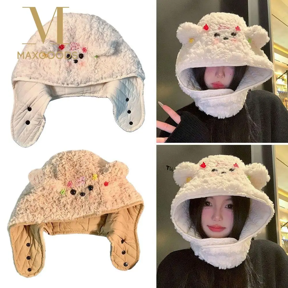 لطيف القطيفة الشتاء قبعة متكاملة وشاح يندبروف الدافئة حماية الأذن قبعة عارضة سميكة وشاح مجموعة مقنعين في الهواء الطلق