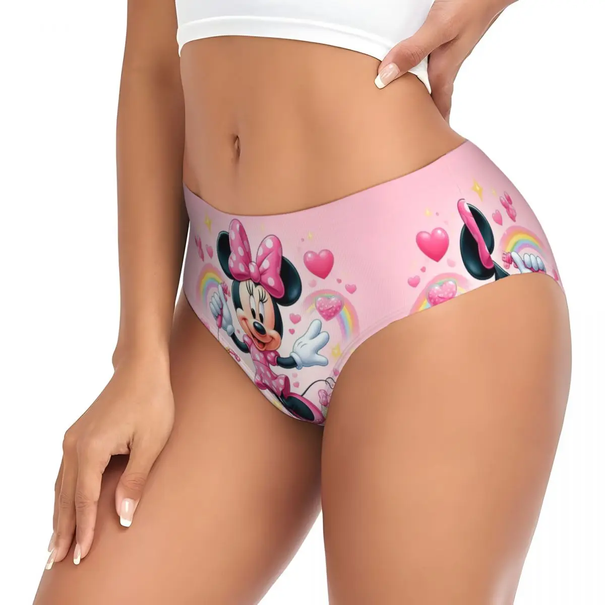 Custom Womens Cartoons Minnie Animated Brief Panties Female Comfort Underwear Underpants