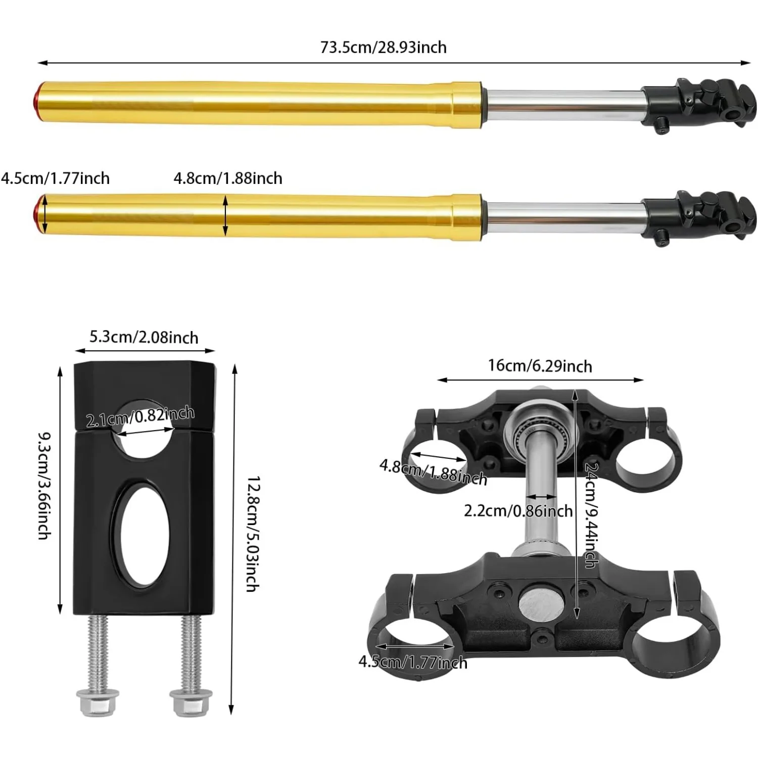 29 "Paar Voorvorken Set 45/48mm Triple Tree Klemmen voor 110cc 125cc Dirt Pit Bike voorvorken Schokdemper Schokdemper