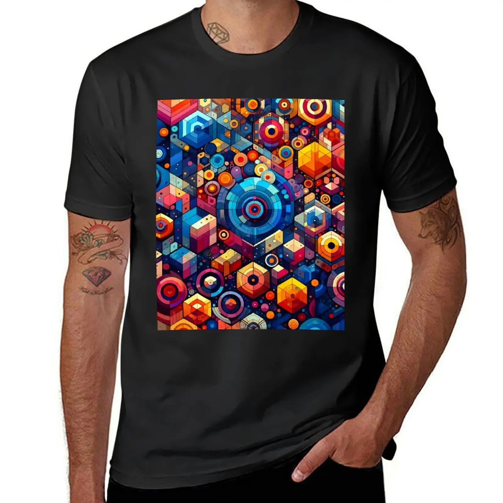 Abstract Geometric Pattern Art - Vibrant Low Poly & Isometric Design T-Shirt sublime mens vintage t shirts