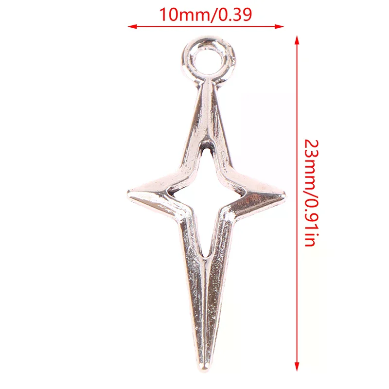 40 szt. 23x10mm Antyczne Srebrne Ażurowe Zawieszki w Kształcie Gwiazdy do Wyrobu Biżuterii Akcesoria DIY