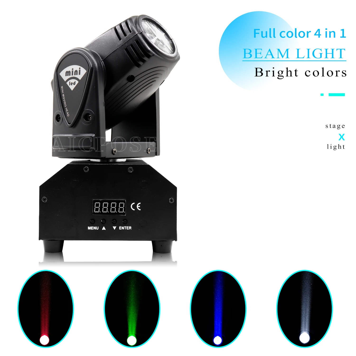 

Mini LED Spot Beam Moving Head 10W RGBW 4IN1 Lighting Automatic/Console Light Beam DJ Light Disco Party Light DMX Stage Effect