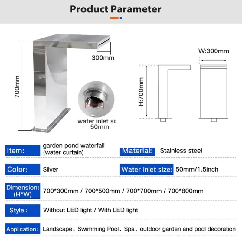 Fontana a cascata per piscina con paesaggio da giardino all'aperto di nuovo design con tenda per attrezzature per massaggi spa di alta qualità