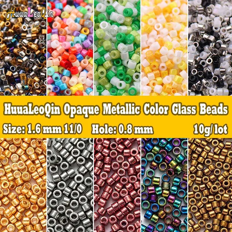 10g 1.3*1.6mm Generic Uniform Metallic Color Glass Beads 11/0 Japanese Loose Spacer Seed Beads for Jewelry Making DIY Sewing