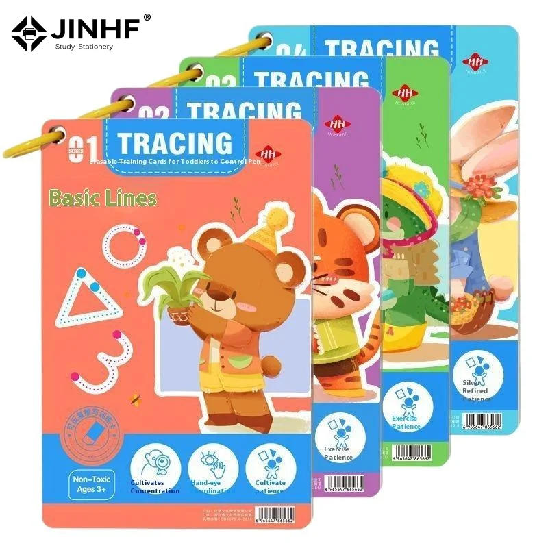 32 Pages Writing Drawing Educational Picture Books Toddler Pen Control Training Workbook Baby Magical Tracing Practice Copybook