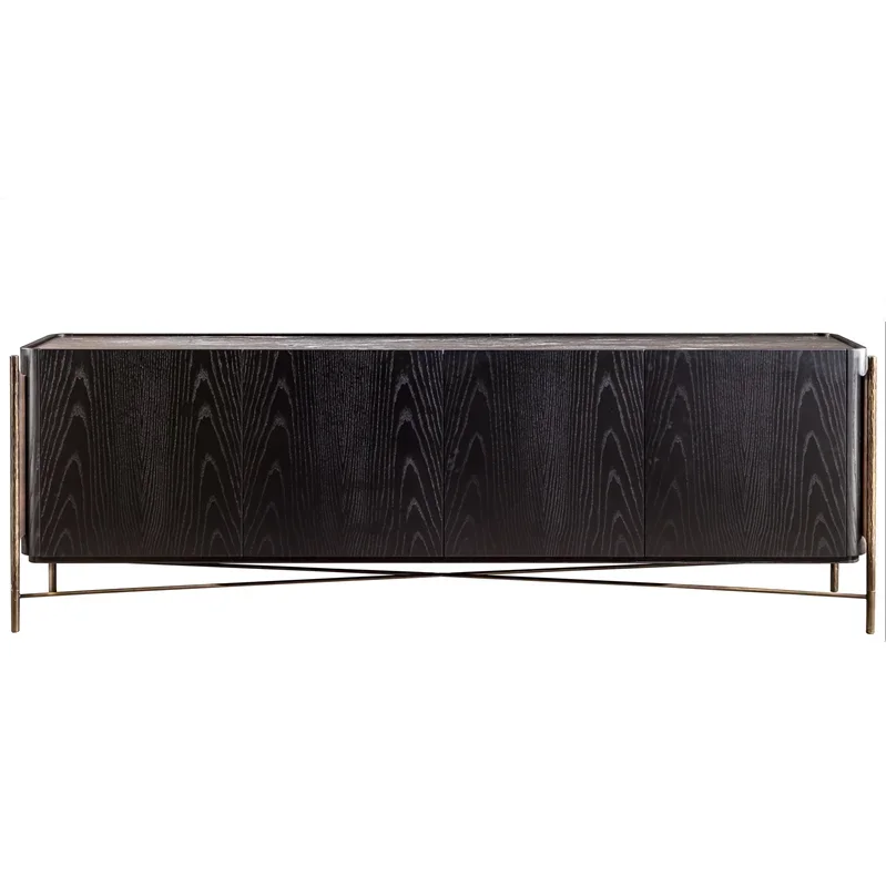 

44Light Luxury Solid Wood TV Cabinet Marble American Metal Italian Stainless Steel Locker Complete Set