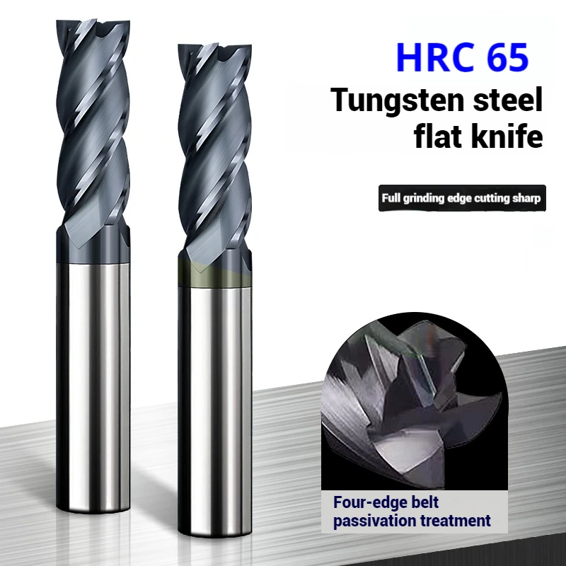 

HRC65 CNC Carbide End Mill Tungsten Cutter TiALN Coated 4 Flute 68 12 Shank Metal Steel Machining Tool Router Bit Milling Cutter