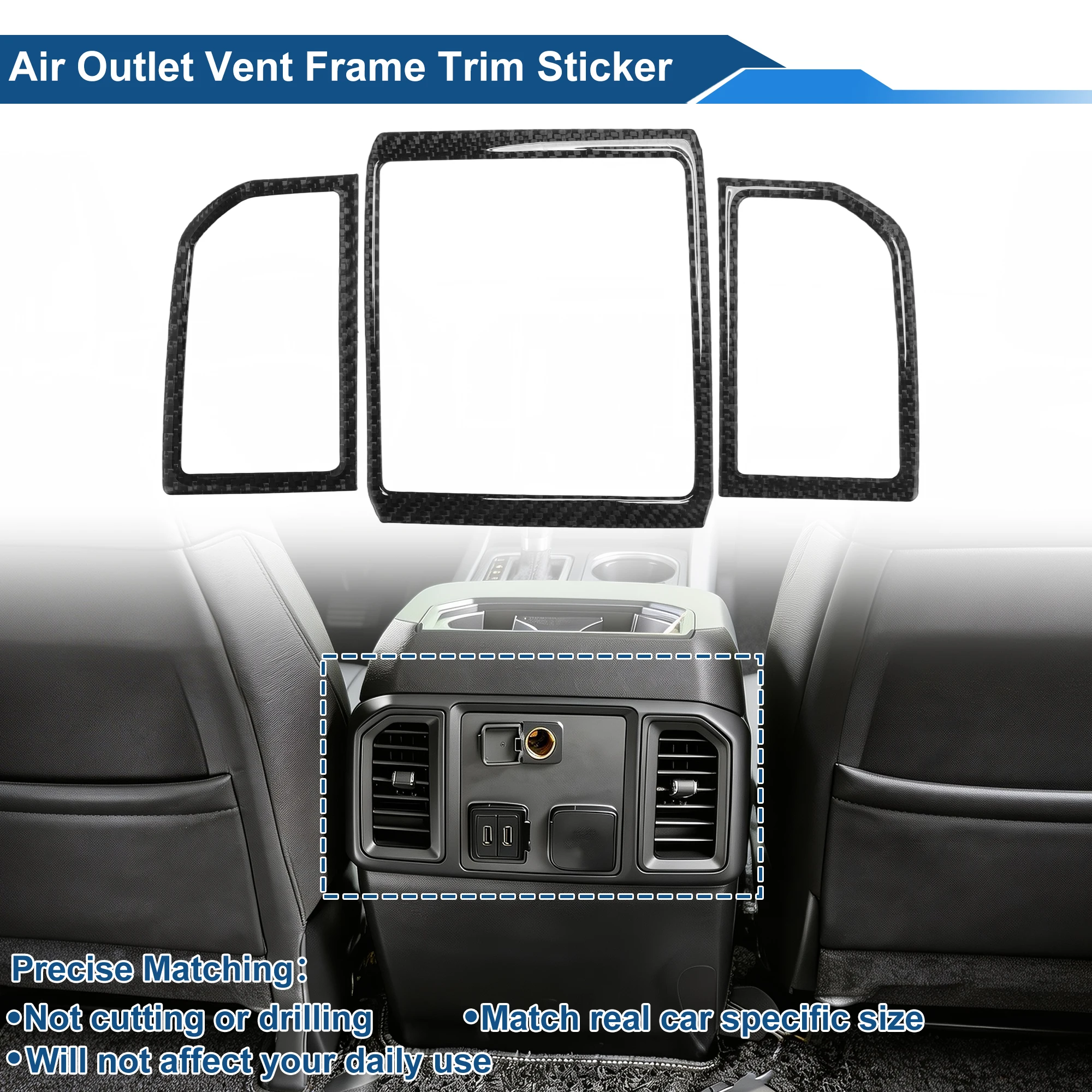 

UXCELL Air Condition Outlet Vent Trim Cover Frame for Ford F150 15-20 Rear Black 1 Set