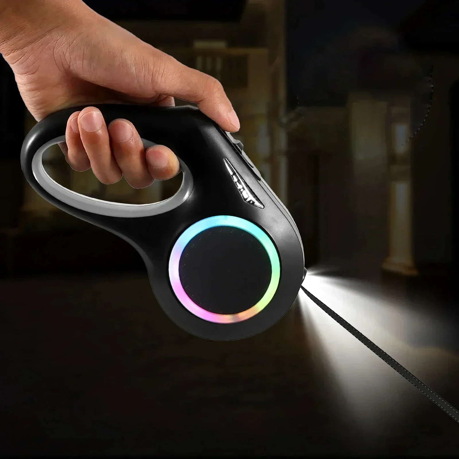 

5m LED Flashlight Dog Leash Automatic Retractable Pet Luminous Straps Puppy Walking Night Outdoor Walking Non-Slip Handle