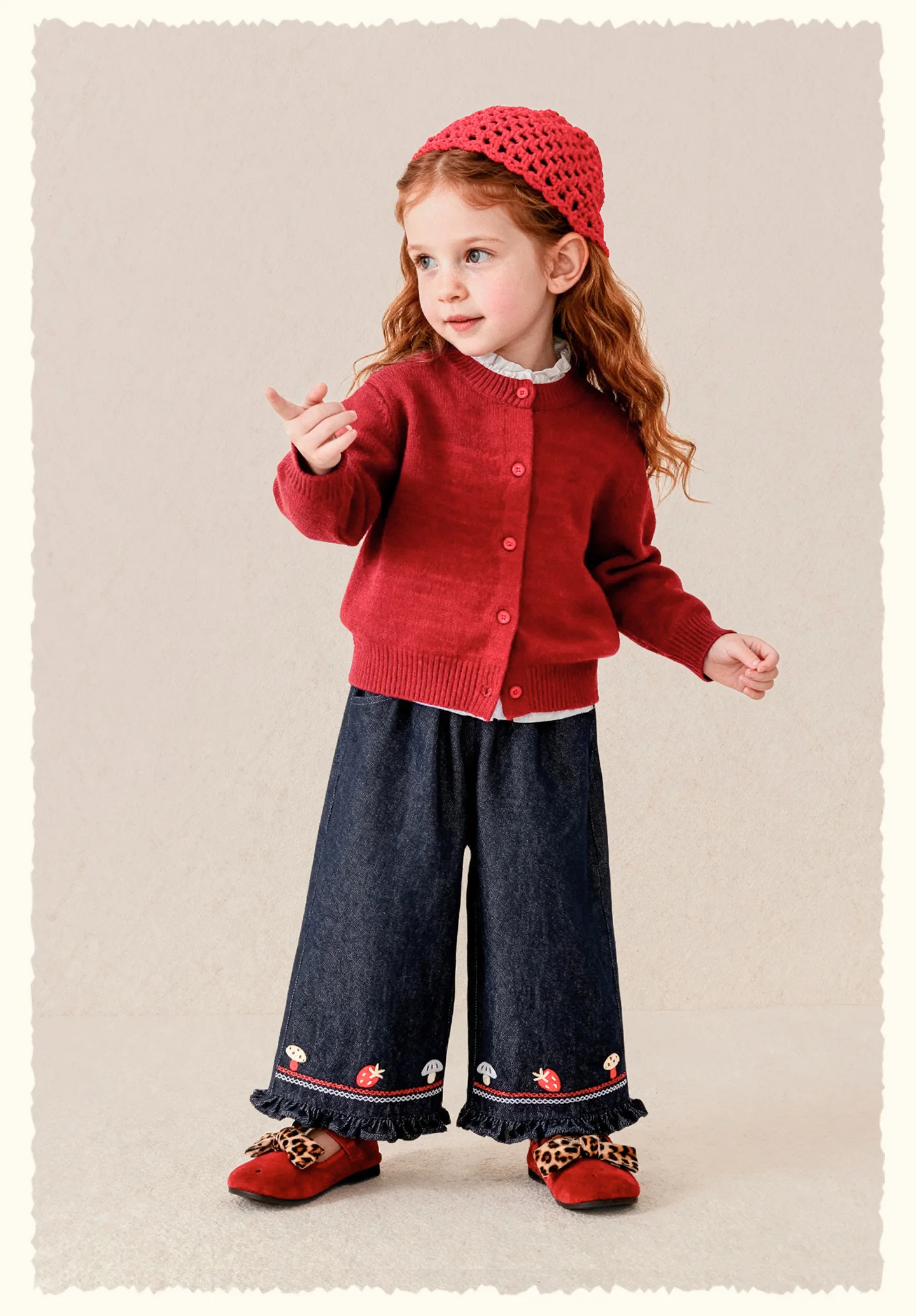 Amila 2026 Herbst Neue Kinderjeans aus reiner Baumwolle, gewaschen, Vintage, weites Bein, modisch, lässig, bequem, weiche lange Hose für den täglichen Gebrauch. – Detail 21