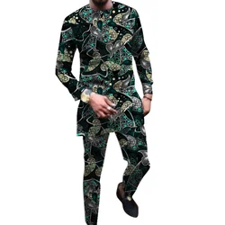 Nigeria Style Tops+Trousers Men Suit African Print Male Shirt With Pant Sets Wedding Party Costume